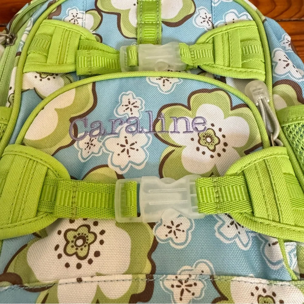 Pottery Barn Mini Backpack Floral Green & Blue Caraline